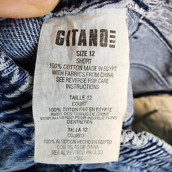 Vtg 80s Gitano Bare Back Mom Jeans Size 12 Short Blue Elastic Waist High Rise - Picture 11 of 11